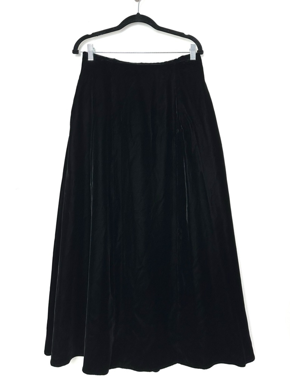 Whimsigoth Black Velvet Maxi Skirt Witchy Y2K Vampirecore Classic Minimalist - Picture 2 of 11